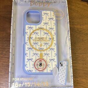 Xo poppy blue bow iPhone 16e/15/14/13